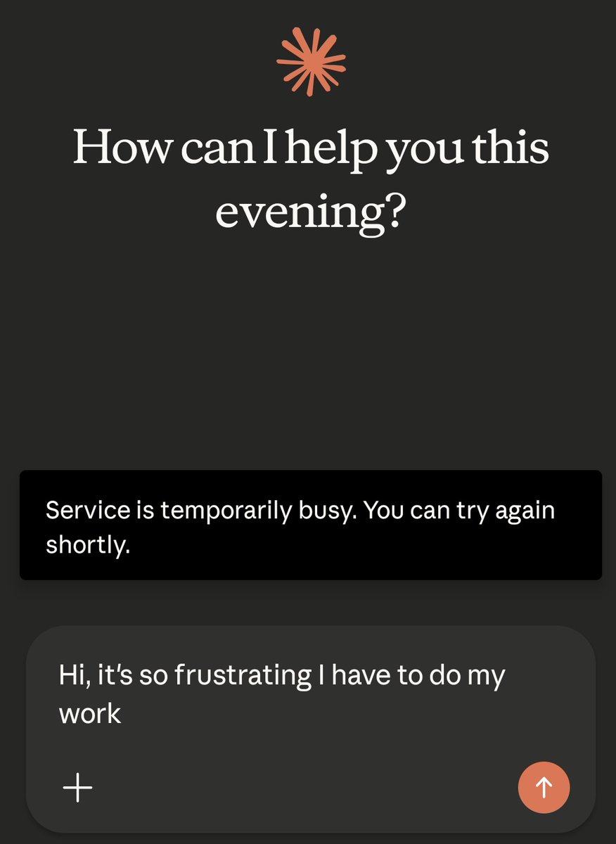 Claude is down right now and I am literally frustrated, have to do alot of work.

Please figure it out as soon as possible, bussines, entrepreneurs and freelancer do their daily professionsal tasks on Claude.

<a href="/claudeai/">Claude</a> <a href="/AnthropicAI/">Anthropic</a> <a href="/trq212/">Thariq</a>