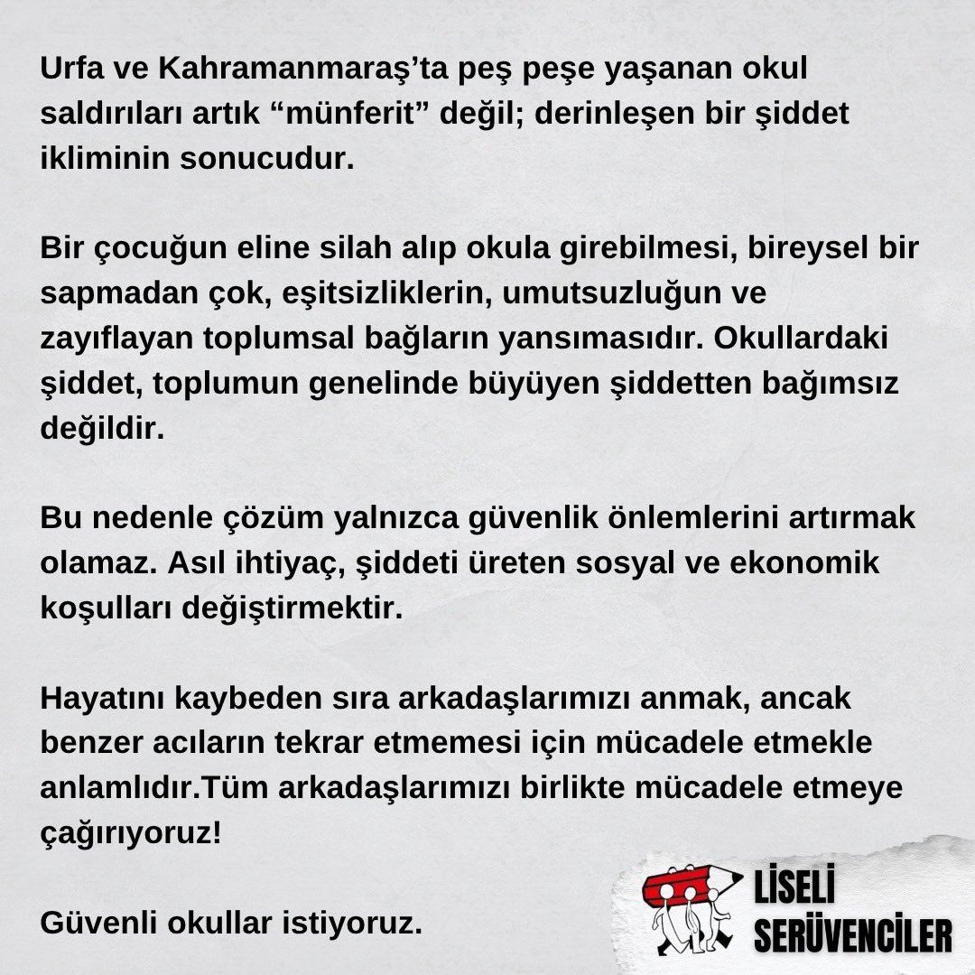Okullarımızda Güvende Değiliz: Sorumlu Bu Düzen ve İktidardır!
