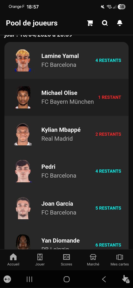 TemoudenK's tweet photo. Après 5 ans sur @Sorare, je décroche enfin une 1ère place (Top 1) avec une équipe improbable ! 🏆
​Mais quelle désillusion à l’ouverture du pack... Dans un pool avec Mbappé, Olise ou Yamal, je repars avec Undav (20€). 🤡 https://t.co/28dGi3tkkf