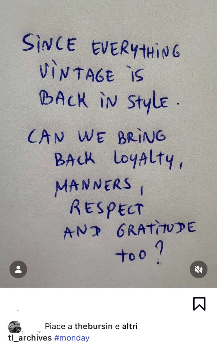 💐Considerato che tutto ciò che è vintage è tornato di moda,
possiamo riportare in auge anche la lealtà, le buone maniere, il rispetto e la gratitudine?💐

Like❤️ di #KeremBürsin