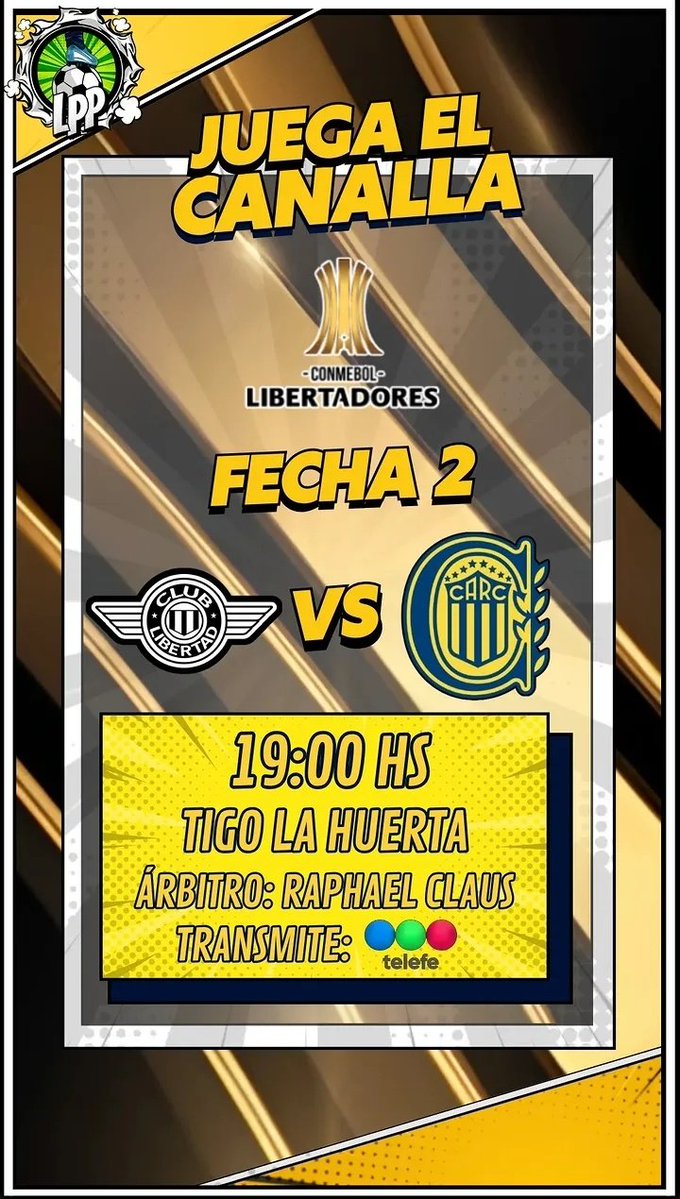 🚨 EL PARTIDO DE LA JORNADA 🚨

🏆 Copa Libertadores

🇵🇾⚫️⚪️ Libertad 🆚️ Rosario Central 🔵🟡

#Rosario #Libertadores #Fútbol #Argentina #RosarioCentral #Paraguay #Libertad