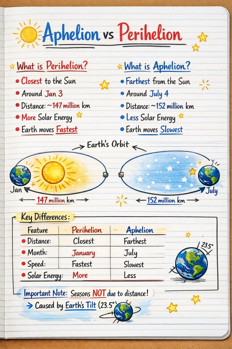 Pragatimentor's tweet image. Aphelion and Perihelion.

#UPSC