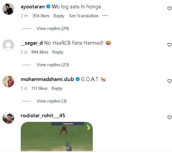 singh_virendra7's tweet photo. @SelflessCricket 🚨Avesh khan's comment section of his instagram account😂😂🚨
#RCBvSLSG #RCBvLSG #TATAIPL #IPL2026 #Viratkohli #mdShami #pant #patidar https://t.co/bS27L8oYiJ