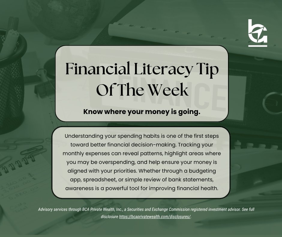 Financial Literacy Month—Tip #2:

Understand your spending. Tracking your monthly expenses can reveal patterns, highlight overspending, and help align your money with your priorities.

Awareness is a powerful step toward better financial decisions.