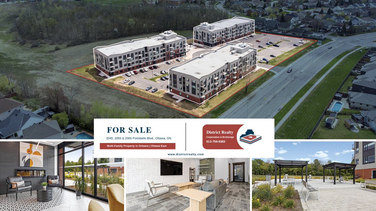 DistrictRealty_'s tweet image. #ForSale 2045, 2055 &amp;amp; 2065 Portobello Blvd. | TRIO Apartments, Multi-Family Buildings

🏢 Multifamily Investment in Orléans

✔ 180 suites
✔ Built 2023/24
✔ Condo-quality finishes
✔ Strong suburban growth

📞 613-759-8383
#DistrictRealty #Multifamily #OttawaCRE