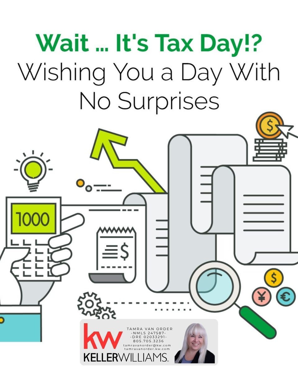 TamraVanOrder's tweet image. 💸 Tax Day reminder: no surprises is the goal 😅

Your home + mortgage strategy can impact your finances more than you think.

Let’s talk options.
📲 DM me or call/text 805.705.3236

#TaxDay #Homeownership #MortgageTips #RealEstate