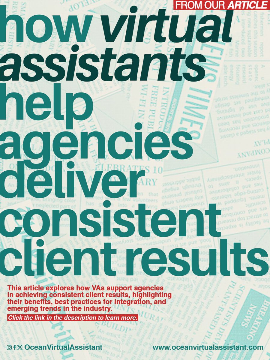 oceanvastaffing's tweet image. "This article explores how VAs support agencies in achieving consistent client results, highlighting their benefits, best practices for integration, and emerging trends in the industry." #BusinessSolutions

Read: oceanvirtualassistant.com/blogs/how-vas-…