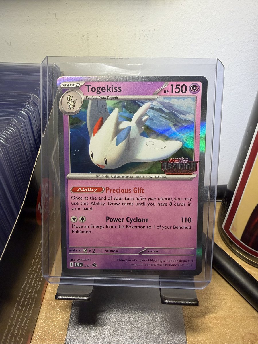 BasedCardGuy's tweet image. Check out Togekiss SVP 038 Pre Release Stamped Obsidian Flames Promo Pokemon TCG NM ebay.us/m/4LkEcr #eBay via @eBay #TBBReposts #TBBCrew #CardsForSale #Pokemon #TCG #StampedPromo #Togekiss