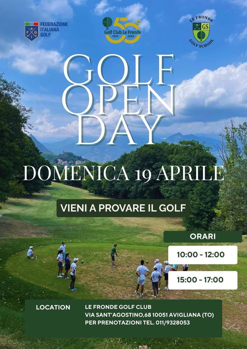 danielesilver81's tweet photo. Domenica 19 Aprile ti aspettiamo al Golf Club Le Fronde per un Open Day dedicato alle famiglie.

Natura, accoglienza e qualità del tempo: scopri il golf in un contesto elegante ma accessibile.

⏰ 10–12 | 15–17
Posti limitati. Prenota ora.

#torino #golf https://t.co/GENXJgQyNo