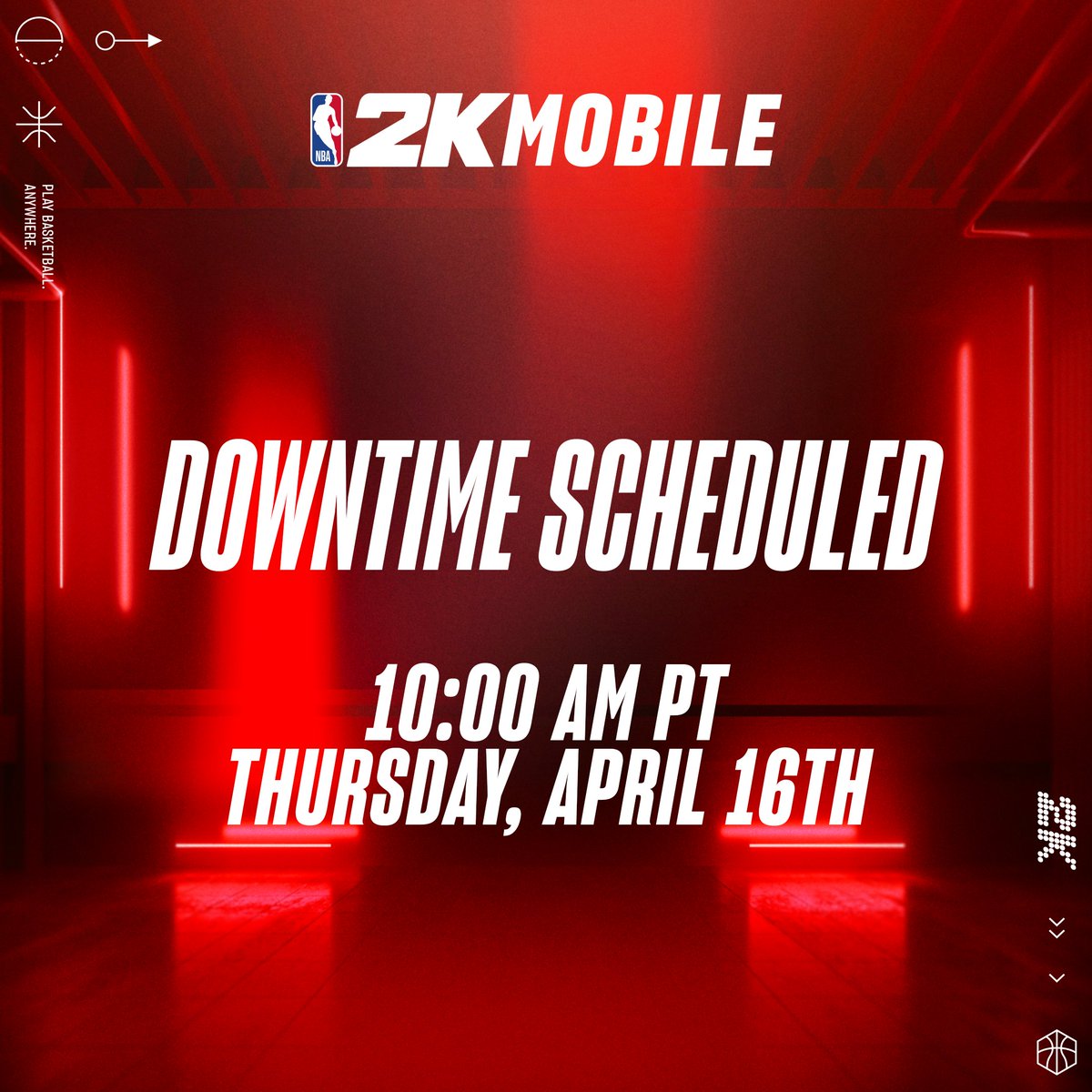 NBA2KMobile's tweet image. ⚠️ A planned maintenance is scheduled to begin at 10:00am PT on Thursday, April 16th, 2026.