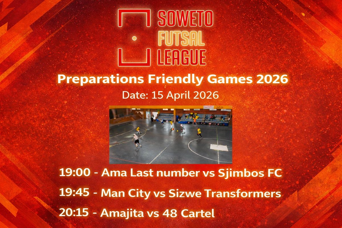 SowetoFutsal's tweet image. Tonight we continue with friendly matches

As we prepare for the 2026 Soweto Futsal League season ⚽️

#Soweto #futsal #league