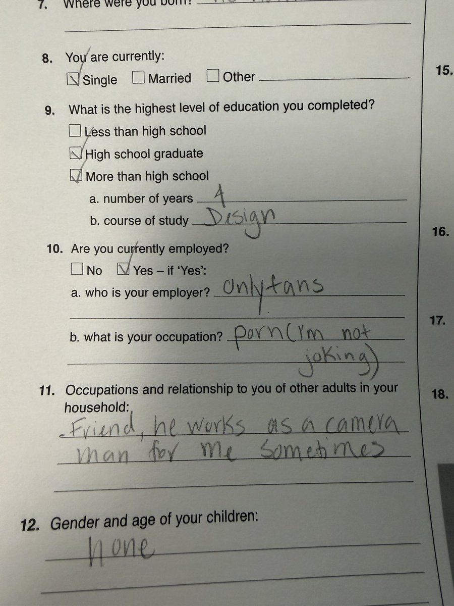 cagedjock's tweet photo. I got called to do jury duty today and this was how I answered my questions https://t.co/DUtGPQbQ3Y
