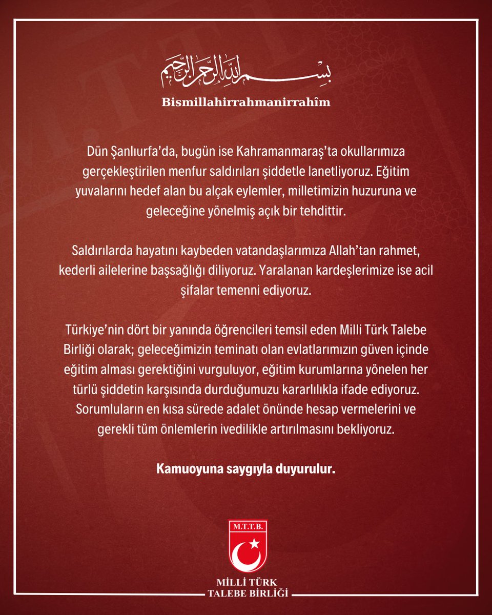 Kamuoyuna saygıyla duyurulur.