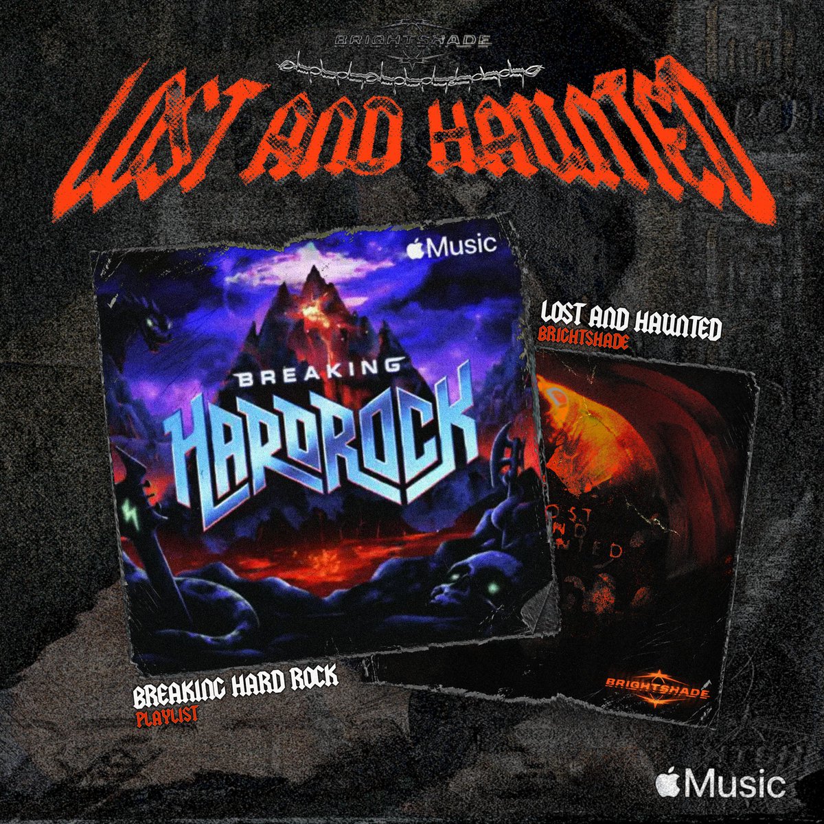 BandBrightshade's tweet photo. Thank you to @AppleMusic  for adding our debut single, 'Lost and Haunted', to the Breaking Hard Rock playlist, full of incredible emerging and established bands.
You can check the whole playlist here: https://t.co/P8RzE9Ob82 https://t.co/5NGK4wvyWZ