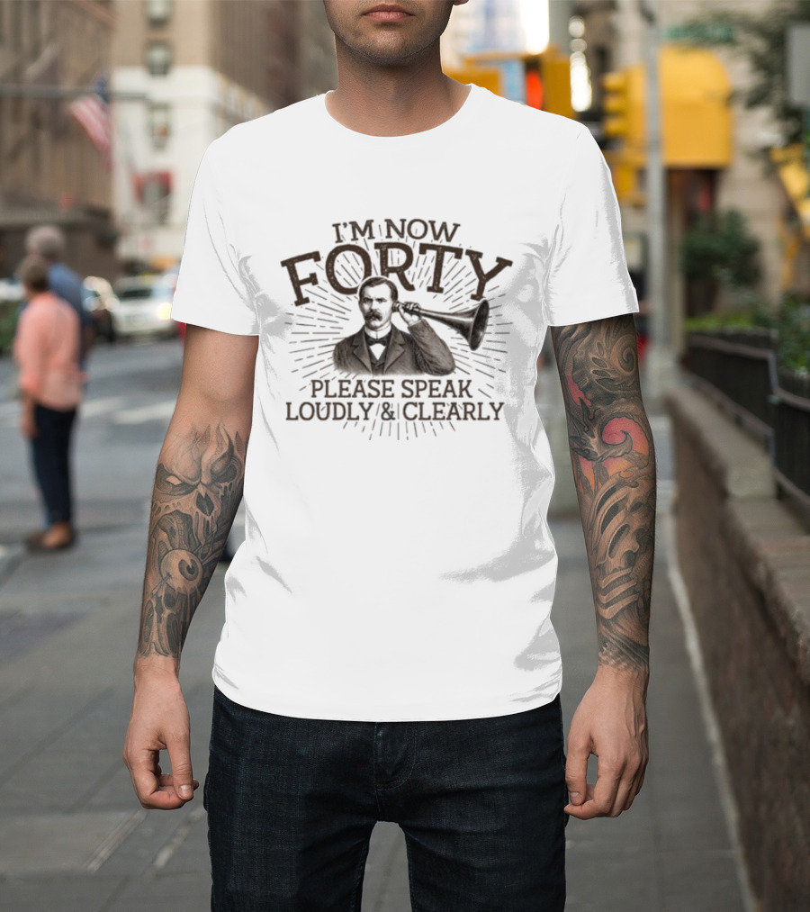 lafafutu's tweet image. If you know, you know: turning forty comes with its quirks! 😂 This "Please Speak Loudly Clearly" vintage hearing horn tee from Lafafutu is just those milestone moments. Got any funny memories from the big 4-0? lafafutu.com/product/t-shir…

#funnytshirt #forty #milestone