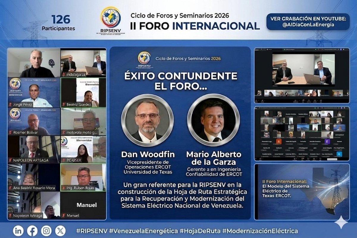 jperez7244's tweet image. Les invito a ver el exitoso foro sobre el modelo del sistema eléctrico de Texas ERCOT un excelente referente para Venezuela y el mundo
Denle👍🏽 y suscribanse🔔 a nuestro canal Youtube  "Al día con la energía" canal informativo y educativo de @RIPSEN_VEN 

youtu.be/fg5hSkxfa1M?si…