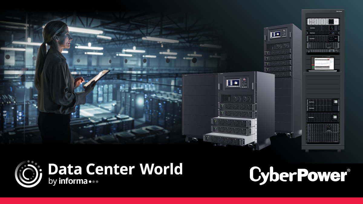 CyberPowerInfo's tweet photo. 💻 Exciting times ahead at Data Center World 2026! As we explore trends shaping the future of critical infrastructure, join us at booth #1218 to connect with the CyberPower team. Learn how our energy-efficient power protection solutions enhance resilience and reliability in data centers. 🌍🔋 

What trends are you seeing in the industry? Share your thoughts below! 💬👇 

#DataCenterWorld #InfrastructureTrends #PowerProtection #EnergyEfficiency #CyberPower