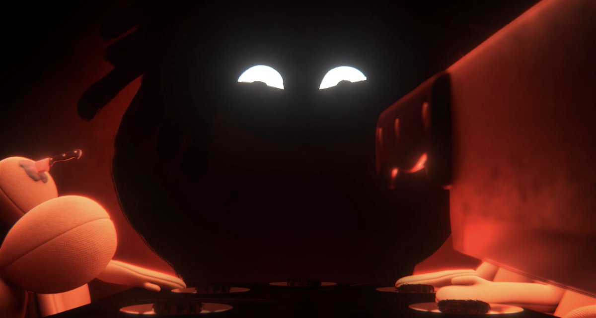 Justadumbartist's tweet image. I just realized Ragatha’s mother throws a knife into Ragatha’s button eye. Meaning she possibly had hurt her own daughter’s right eye which is why the button eye is there.