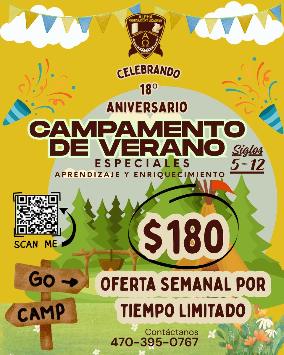 AlphaprepAcad's tweet photo. 🌞🎉 SUMMER CAMP SPECIAL! 🎉🌞
Celebrate with us as we mark 18 amazing years of learning and fun!
🔥 ONLY $180 PER WEEK! 🔥
📅 June 1– July 31, 2026
📍 Alpha Prep Academy
📢 Limited slots available – enroll now!

📞 Contact Us: 470-395-0767
📧 Email: alphaprepacademy@gmail.com https://t.co/X1ZLeqpGsX