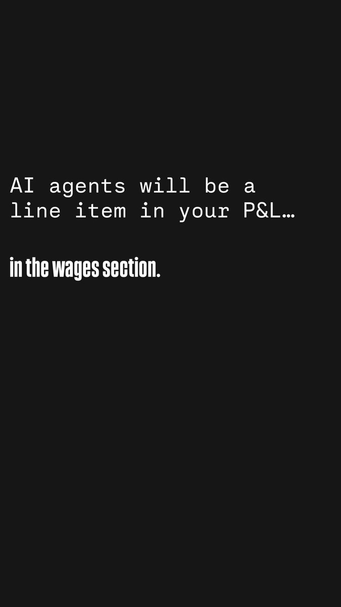 drmhartley's tweet photo. AI agents will be a line item in your P&amp;L…
in the wages section.
#ai #business https://t.co/7z72FKhtl0