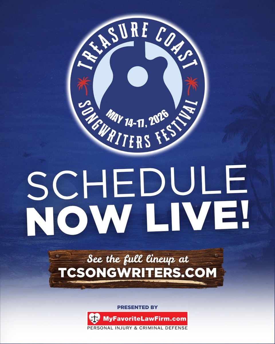 WAVE927's tweet photo. IT'S HERE 🙌

The 5th Annual Treasure Coast Songwriters Festival schedule is LIVE! Who are you seeing first? Thanks to our friends at @davidgoldenpa! 

Check it out now 👉 https://t.co/BdfkYS78dV https://t.co/SOkgZ2rHi6