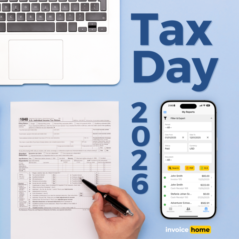 InvoiceHome's tweet photo. Tax Day is here! This Tax Day take control of your paperwork and focus on what matters! https://t.co/Cx90bNhEYe