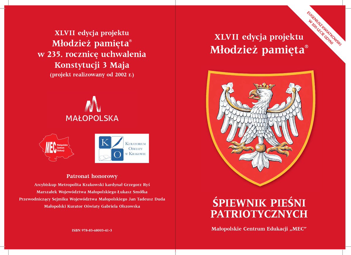 CentrumMa's tweet photo. XLVII edycja projektu Młodzież pamięta® Zapraszamy do odbioru materiałów okolicznościowych, w tym śpiewników pieśni patriotycznych! 
Szczegóły: https://t.co/xocM6BzHhO
@malopolskaPL  @pbw_krakow https://t.co/rUoixeEYx1