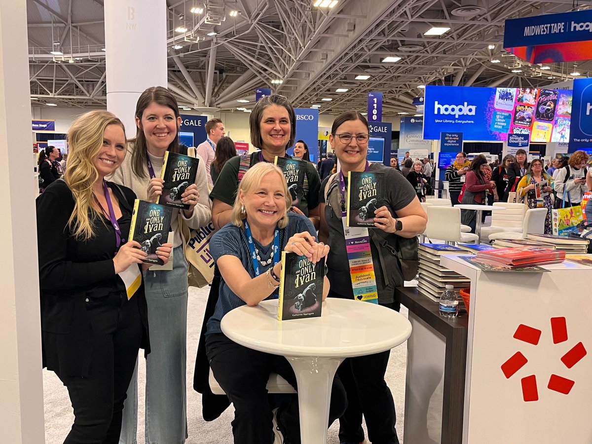 ThorndikePress's tweet photo. We were honored to host Katherine Applegate at #PLA2026 for a signing of The One and Only Family—and to see so many librarians line up to celebrate this special addition to the Ivan universe.  📚 ✨ Thank you, Katherine, for spending time with the library community! https://t.co/Ri62P09Akp