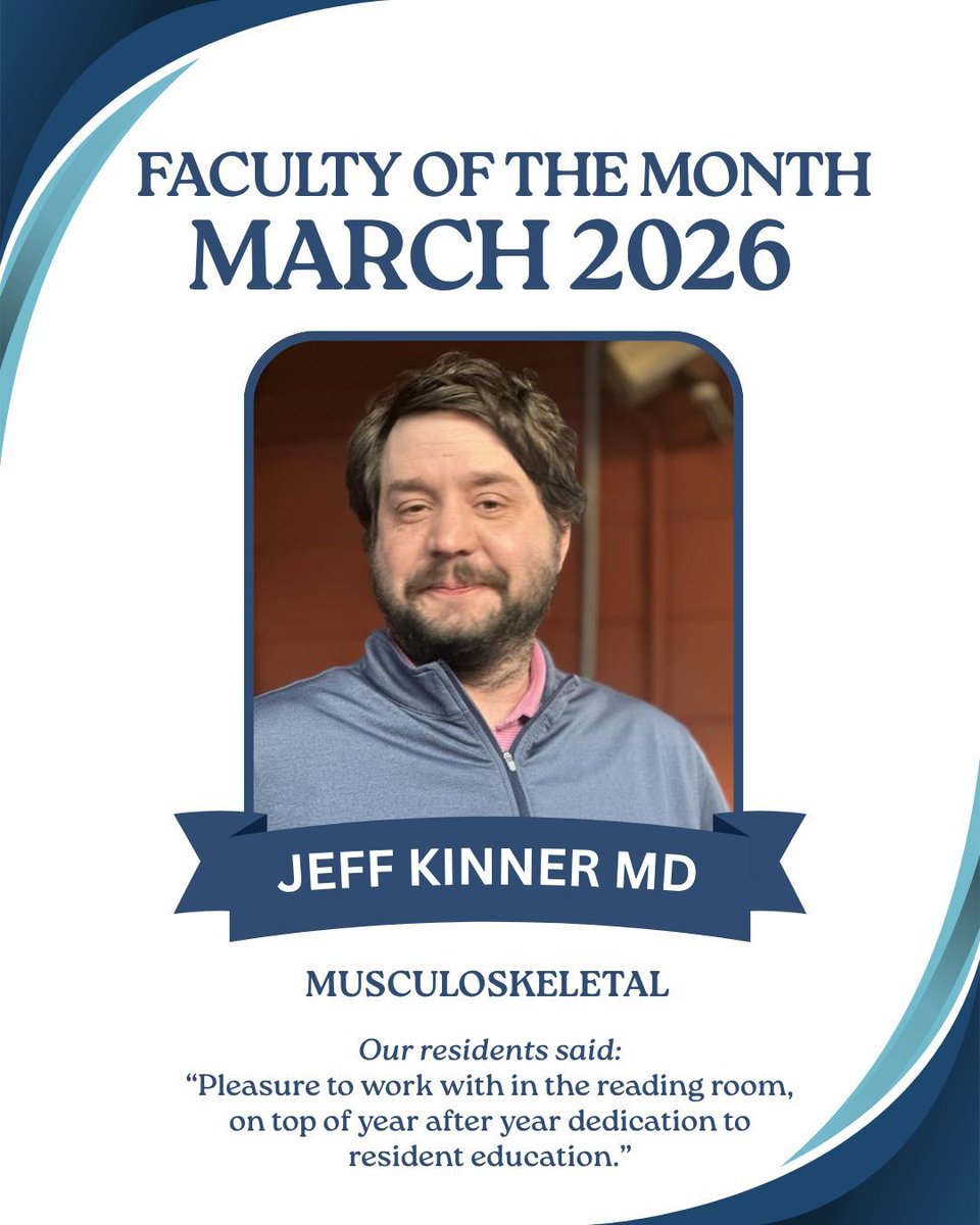 UKYRadiology's tweet photo. Congratulations to Dr. Jeff Kinner (MSK) for being selected as the March 2026 Faculty of the Month! https://t.co/Cd8Ax0wyBO
