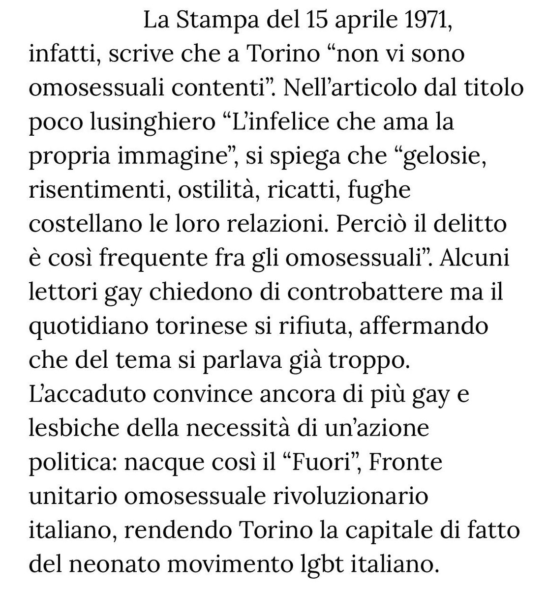 radio__zek's tweet image. Cinquantacinque anni fa oggi, il #15aprile 1971, un articolo pubblicato sul quotidiano “La Stampa” è l’episodio che segna la nascita del movimento #LGBT italiano.