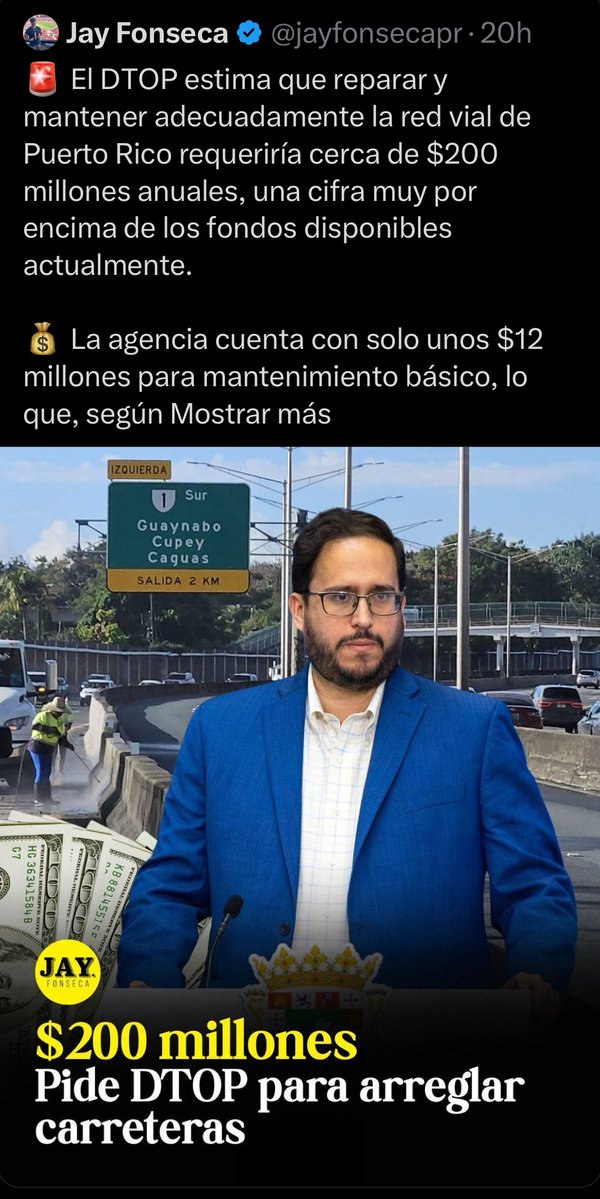 La razón para detener la expansión de autopistas. En esos $200 millones no se incluye el reemplazo de semáforos chocados, modernización del alumbrado, reconstrucción de aceras. 

Eso es asfalto solamente. La red vial es masivamente subsidiada y nunca alcanza estar al día.