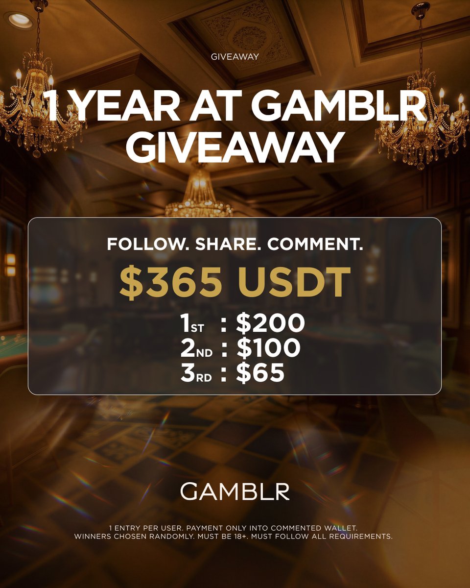 Gamblr_io's tweet image. 🚨 1 Year Gamblr Giveaway 🚨

1⃣ Follow @Gamblr_io
2⃣ Retweet This Post
3⃣ Tag 1 Friend
4⃣ Drop Your Wallet Address

🎂 365 Days Of Gamblr. 
💰 $365 Split Between Three Random Winners. 

#Airdrop #Giveaway #Crypto