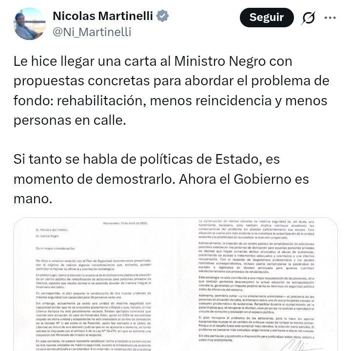 🛑 Otro papelon de Martinelli 🛑
Tendrías que leer el plan de seguridad, se nota que no lo leíste. Y te entiendo, para escribir dos párrafos recurrís a la IA, como ya quedó demostrado en tus últimos tuits.El plan ya está en marcha y funcionando, hecho con varios partidos (
