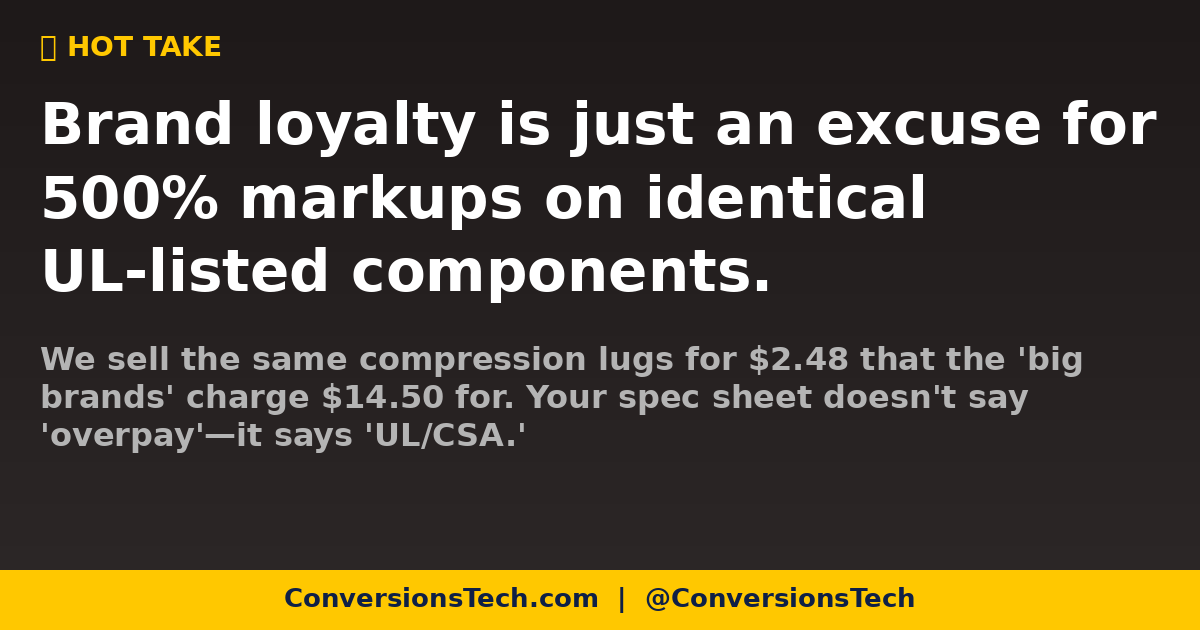 ConversionsTech's tweet image. Your favorite distributor's 'premium' markup could fund a whole job's worth of coffee. And donuts. Probably a pizza party too. #ElectricalContractor #PricingTransparency