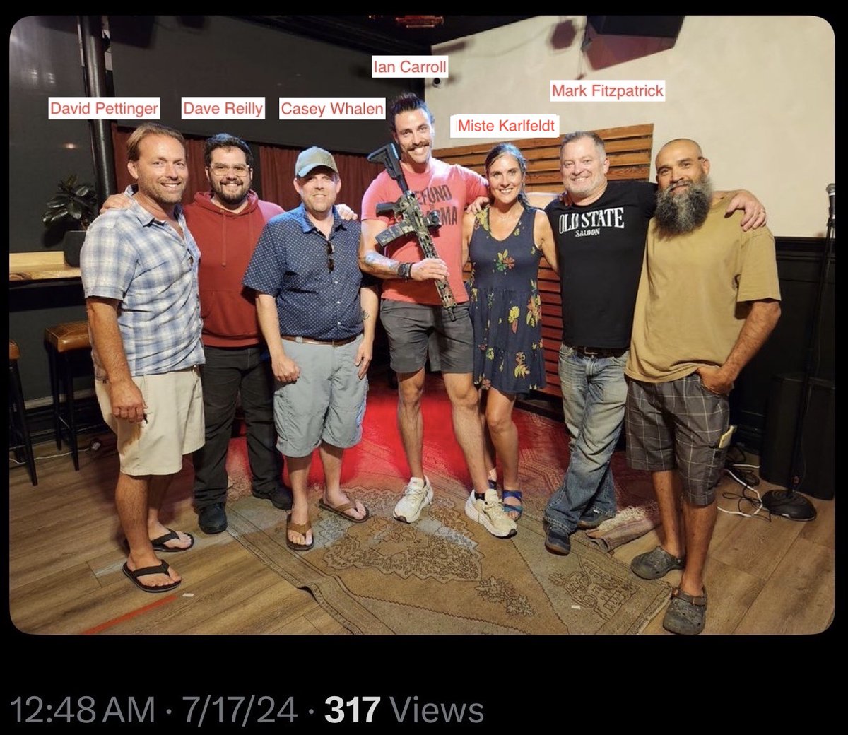 TheirOwnWord's tweet photo. A veritable "who's who" in the Idaho far right extremist network.    These are the associates @oldstatemark
calls friends.

@OldStateSaloon https://t.co/I0zGK5gnQa