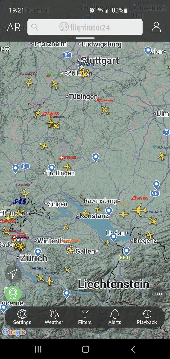 LilaViolet's tweet photo. How delightful and quiet the skies are, filled with birdsong and voices, instead of the distant echo of airplane engines on descent into Zurich. Lufthansa is on strike. https://t.co/xIZ8zExky6