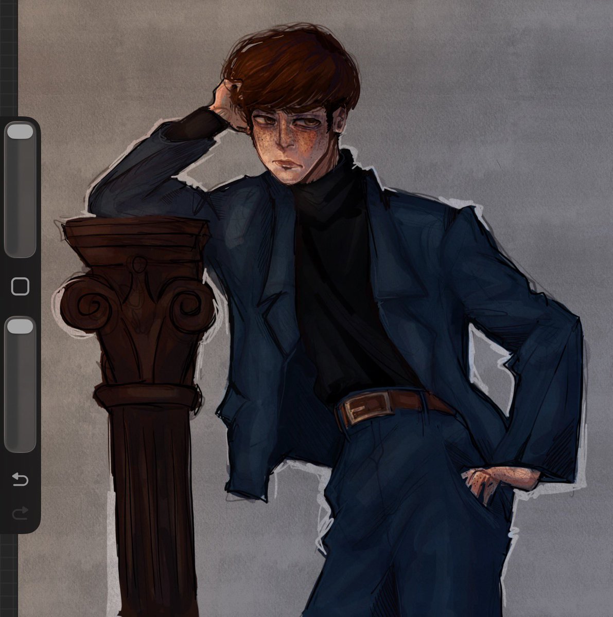 та блин мне обидно что у всех был классный шмот во время экспедиции в марли, а рыжего обделили, так что вот скетчи в деловых прикидах, и кста в душе не ебу как рисовать шляпы 
#AttackOnTitan #aotart #doodle #FlochForster #aotfloch