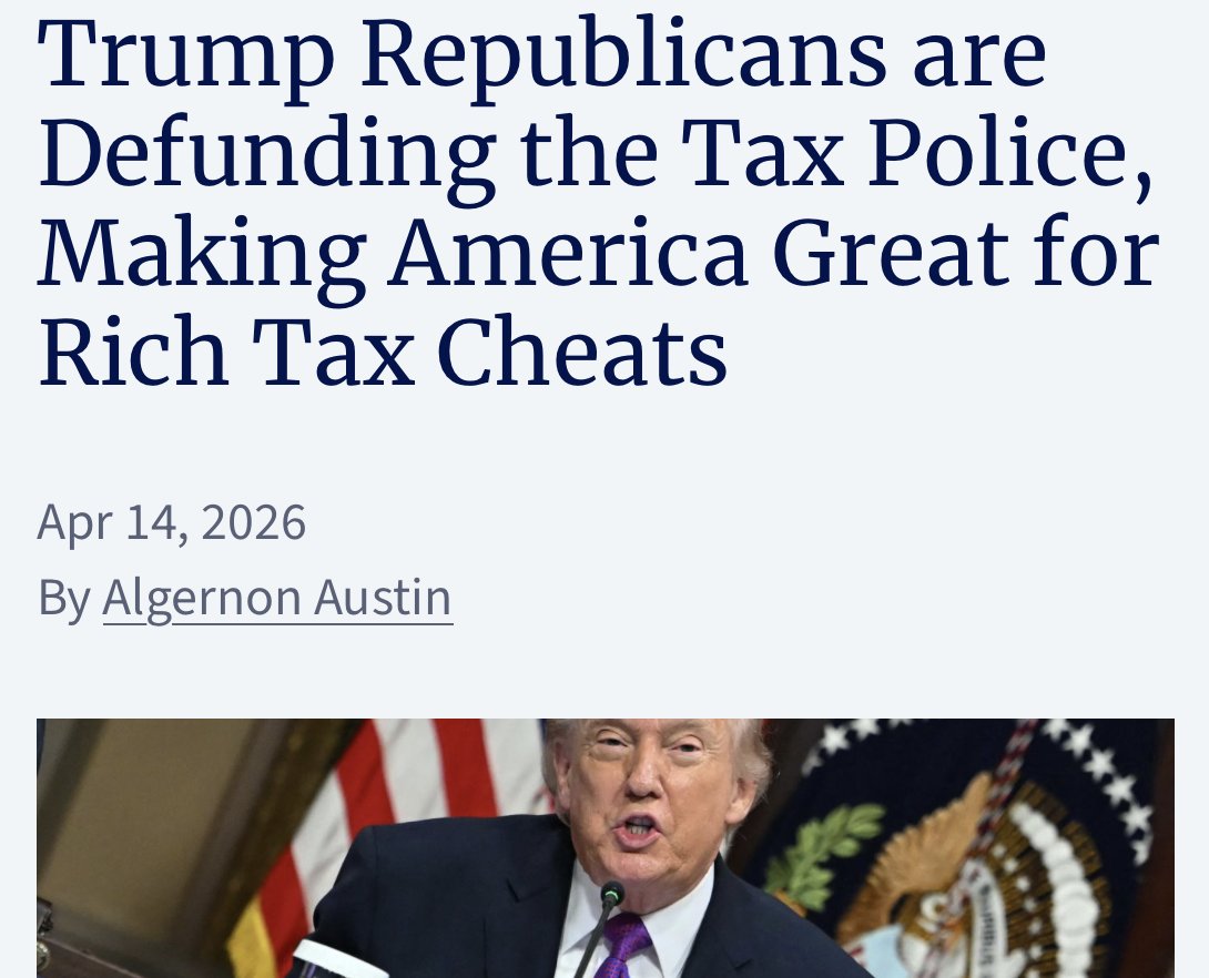 Trump Republicans gutted the IRS just as we finally started cracking down on rich tax cheats. The IRS workforce was slashed 27% in one year, and the division that audits billionaires is being forced to cut *38%* of its staff.

That’s how you turn #HappyTaxDay into a party for the