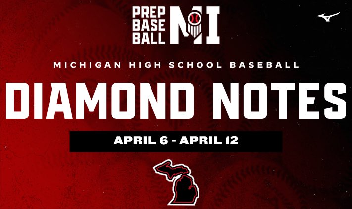 PrepBaseballMI's tweet photo. 𝐌𝐢𝐜𝐡𝐢𝐠𝐚𝐧 𝐃𝐢𝐚𝐦𝐨𝐧𝐝 𝐍𝐨𝐭𝐞𝐬: 𝐀𝐩𝐫𝐢𝐥 𝟔-𝟏𝟐

Recapped some standout performances from around the state last week

Hitting standouts, dominant pitching performances, coaching milestones and more highlighted ⬇️

📰: https://t.co/l4vd18SDCu https://t.co/Sa4KjpFybL