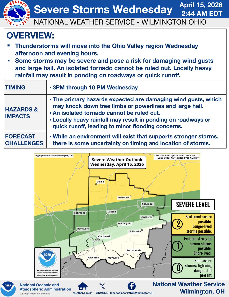 GreeneCoPH's tweet image. Please be prepared for severe storms possible this afternoon and evening! When thunder roars, go indoors! #Preparedness #SpringWeather #EmergencyPrep #GCPH