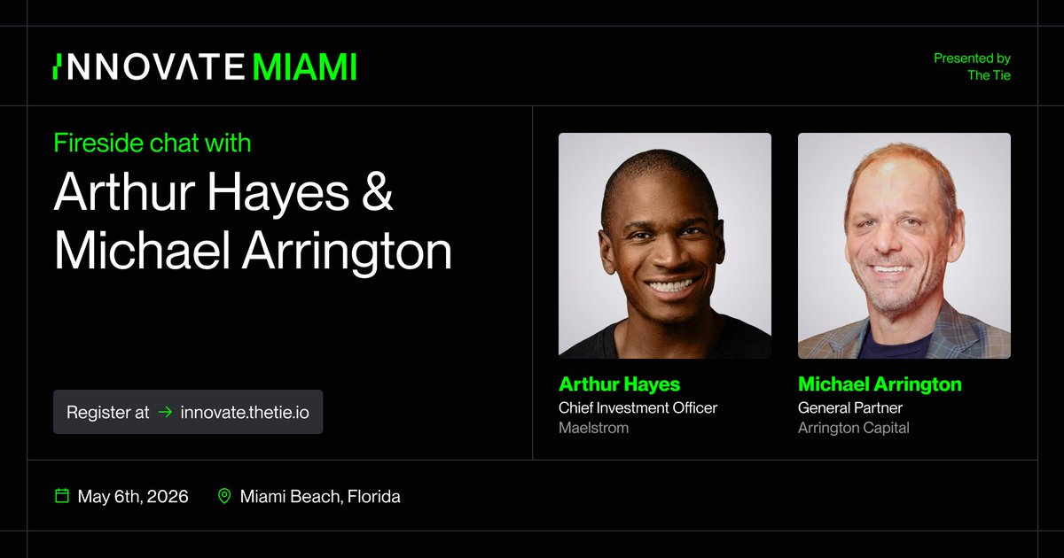 TheTieIO's tweet photo. Join @CryptoHayes (@MaelstromFund) × @arrington (@Arrington_Cap) — live and unfiltered.

Two of the most influential voices in crypto and finance go deep on geopolitics, macro, and digital assets.

No scripts. No filters. Just signal.

Register now so you don’t miss it: https://t.co/jfOUk03pdz