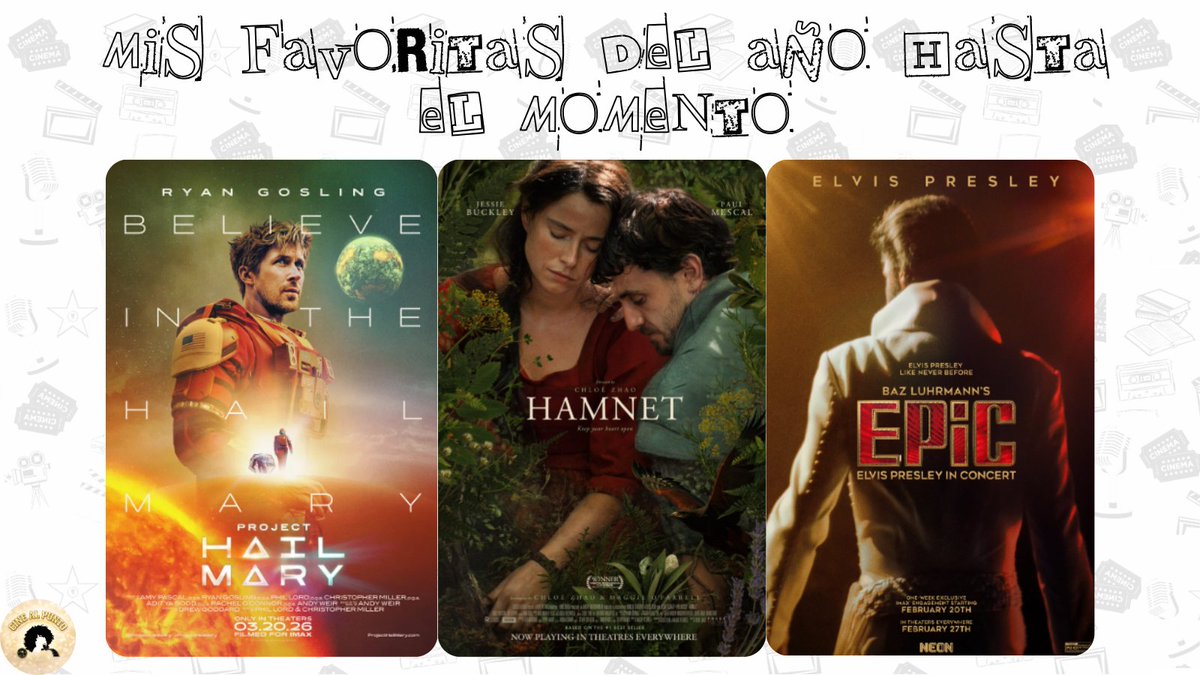 sucinealpunto's tweet image. ¡Gente! De momento, en lo que llevamos de año, este es mi triunvirato cinematográfico. Está conformado por las que para mí son obras maestras, y películas que han pasado a formar parte de mi vida.
#projecthailmary #hamnet #epicelvis