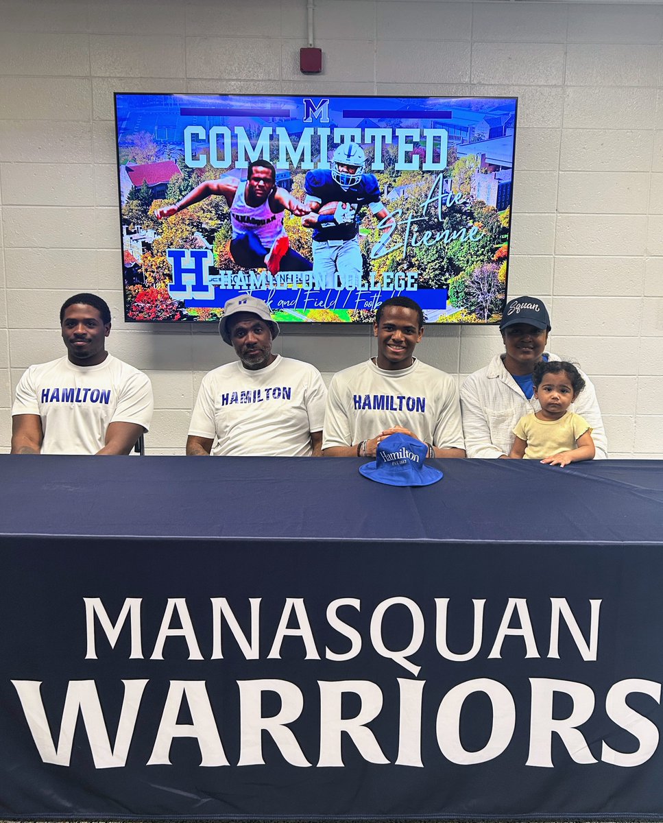 SquanAthletics's tweet photo. Congratulations to Ace Etienne, who will be headed to Hamilton College as a dual-sport athlete and continuing both his Track &amp; Field and Football career! https://t.co/mn9eT2tJTQ