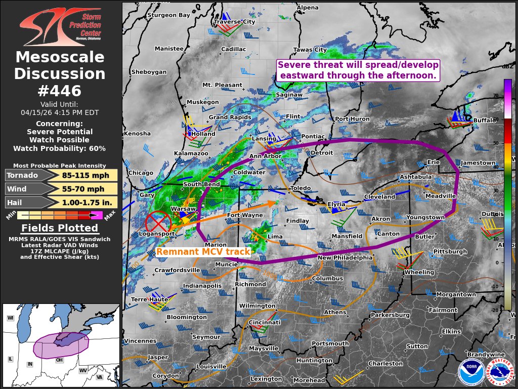 NWSSPC's tweet image. 12:46pm CDT #SPC_MD 0446 , #pawx #nywx #ohwx #miwx #inwx, spc.noaa.gov/products/md/md…