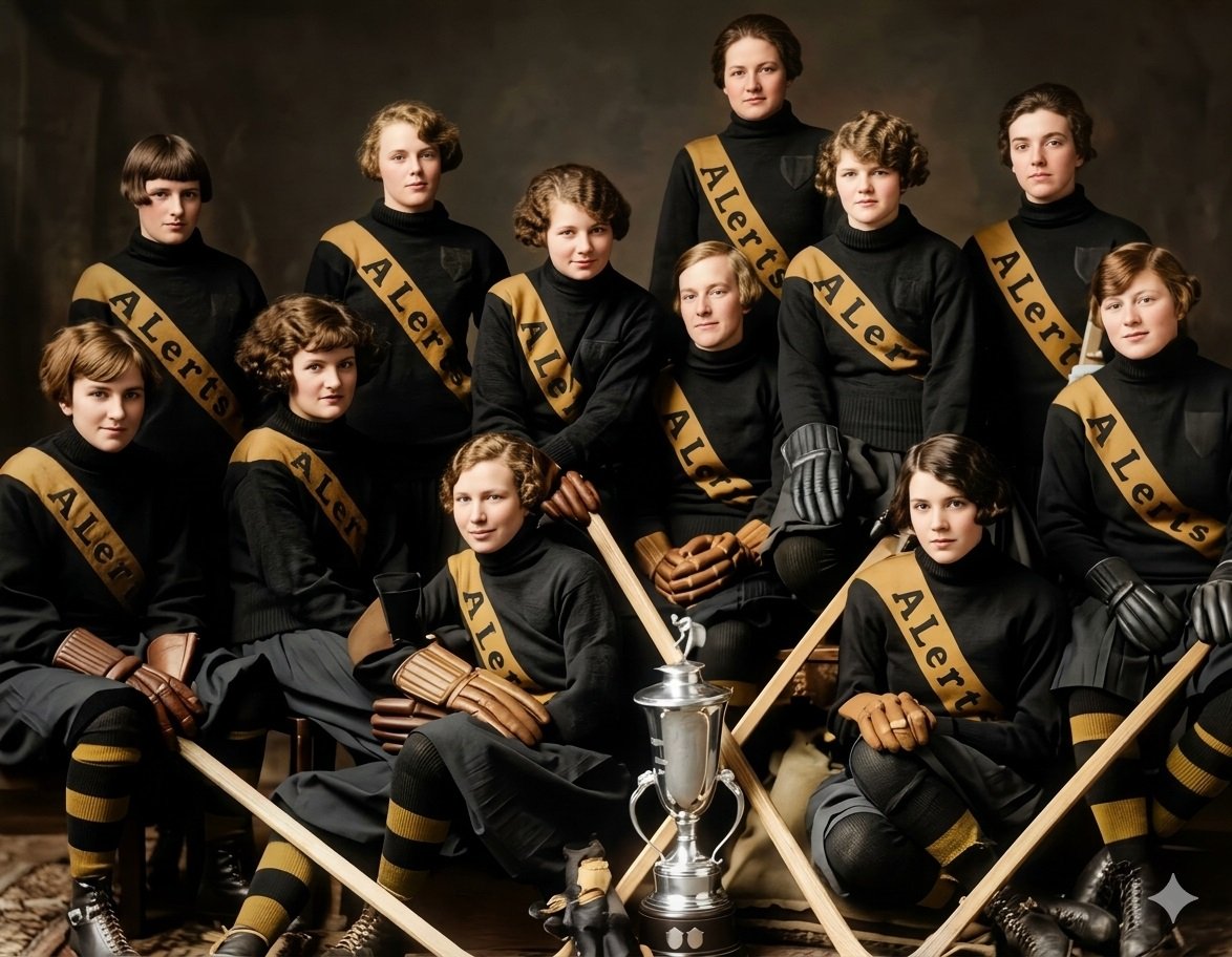 CapHistOttawa's tweet photo. @PWHL_Ottawa New Ottawa ALerts colourized team pic just dropped, fyi. Circa 1923-24, from this updated blog post: https://t.co/2LcMax3dBM https://t.co/7CwpNbgeUq