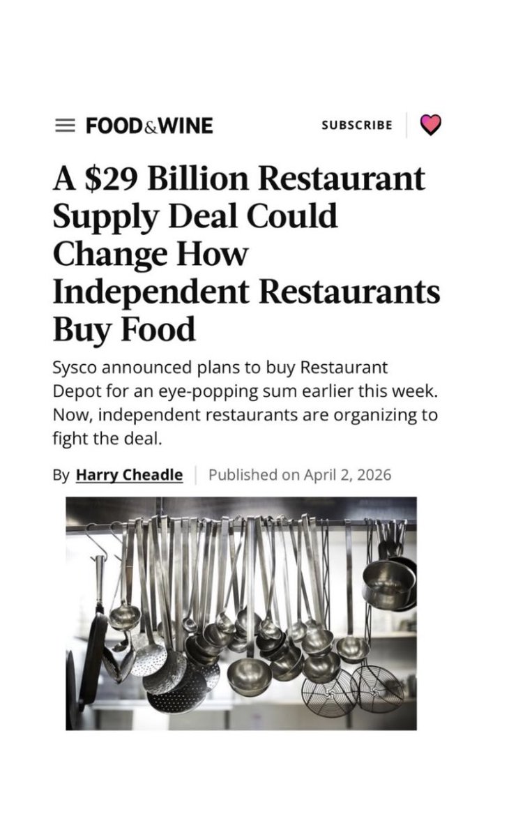 SenBooker's tweet photo. Another large corporate merger tightening its grip on the food system. Not only would this limit purchasing options for independent restaurants, it would raise costs. Sysco could limit what ends up on the menu, reshaping dining experiences, and draining our wallets. https://t.co/euHLMeQdrL