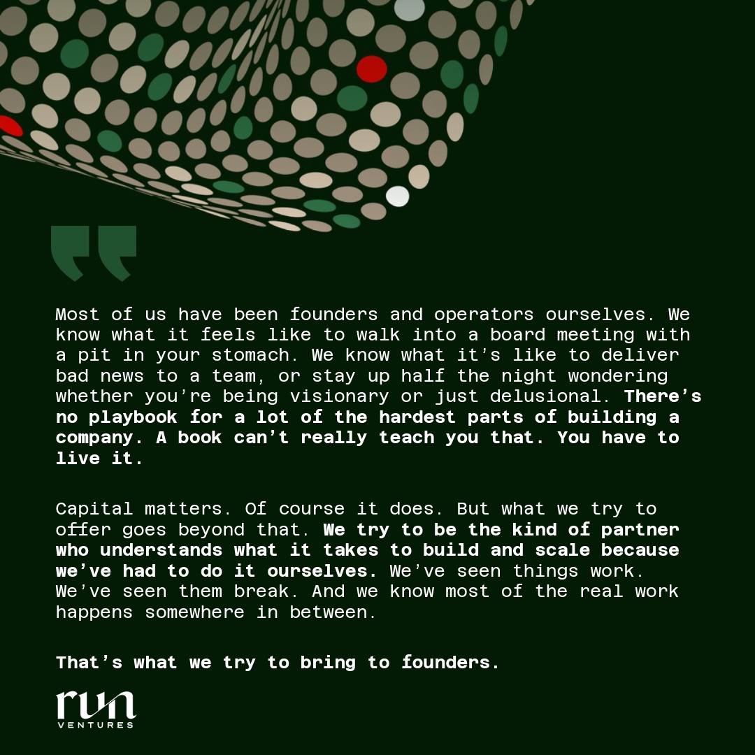 runventures_vc's tweet image. We asked PT his thoughts on why he believes Run Ventures is uniquely positioned to work with founders seeking a true strategic partnership 👇

#SeriesA #VentureCapital #StartupGrowth