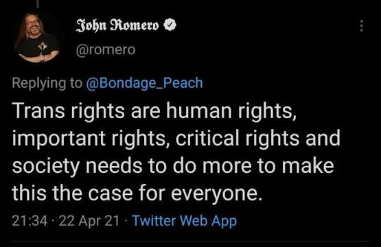 the_blu_engie's tweet image. Just a reminder for doom fans out there, Sandy shittersen is a whole ass transphobe, while the dude who confounded idsoftware isn't and actively supports trans people. 

#doom