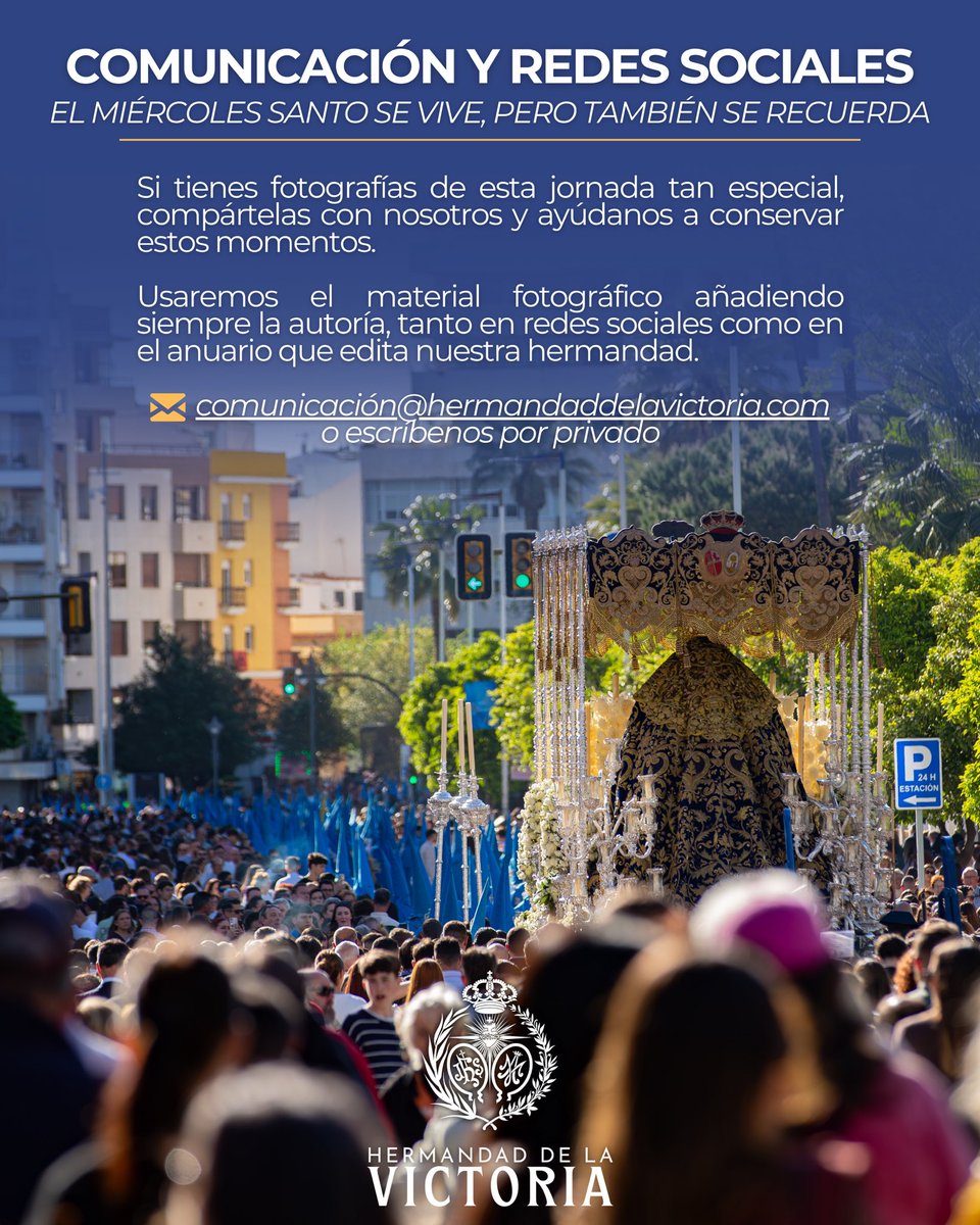 HdadVictoria's tweet photo. 𝐂𝐎𝐌𝐔𝐍𝐈𝐂𝐀𝐂𝐈𝐎́𝐍

En la Hermandad de la Victoria seguimos construyendo memoria. El pasado Miércoles Santo nos dejó momentos que permanecen en el corazón de todos cuantos nos acompañaron. Tras un recorrido multitudinario, queremos seguir reviviéndolos a través vuestra. ⤵️ https://t.co/kStmmjHd5X