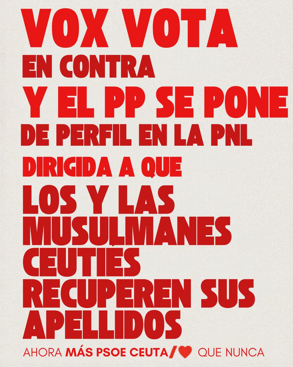 PSOE_Ceuta's tweet photo. PP y VOX no votan a favor de una demanda histórica.

La abstención no es neutralidad: es falta de compromiso y convicción.

#AhoraMásPSOECeutaQueNunca https://t.co/TV0l9edhFD